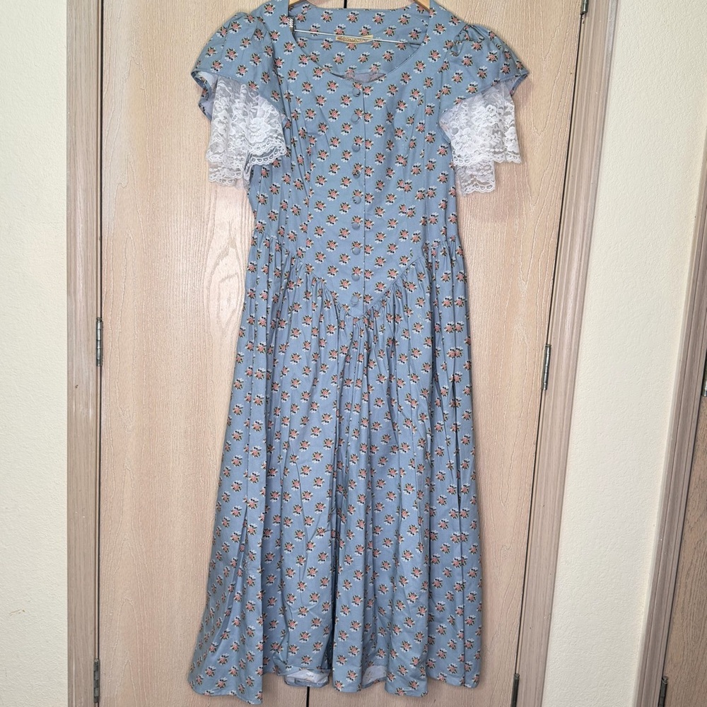Recollection Mona Print Prairie Cottage Core Pioneer Vintage Style Cotton Dress - Picture 2 of 15